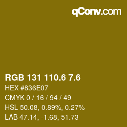 カラーコード: RGB 131 110.6 7.6 | qconv.com