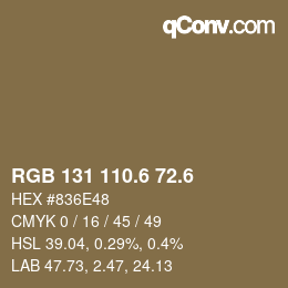 カラーコード: RGB 131 110.6 72.6 | qconv.com