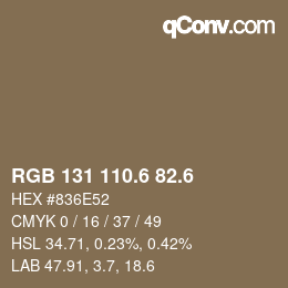 カラーコード: RGB 131 110.6 82.6 | qconv.com