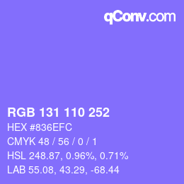 颜色代码: RGB 131 110 252 | qconv.com