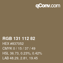 颜色代码: RGB 131 112 82 | qconv.com