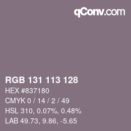 Color code: RGB 131 113 128 | qconv.com