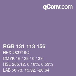 Farbcode: RGB 131 113 156 | qconv.com