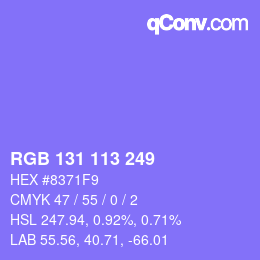 Color code: RGB 131 113 249 | qconv.com