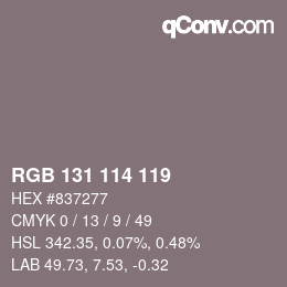 Código de color: RGB 131 114 119 | qconv.com