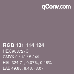 Farbcode: RGB 131 114 124 | qconv.com