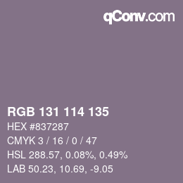 Farbcode: RGB 131 114 135 | qconv.com
