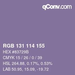 Código de color: RGB 131 114 155 | qconv.com