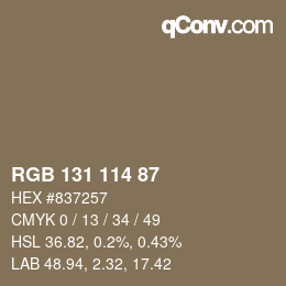 カラーコード: RGB 131 114 87 | qconv.com
