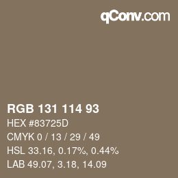 Code couleur: RGB 131 114 93 | qconv.com
