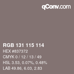 Código de color: RGB 131 115 114 | qconv.com