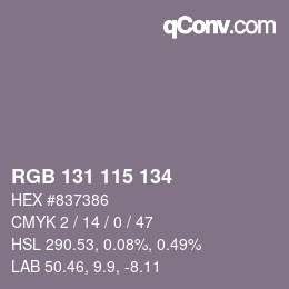 Color code: RGB 131 115 134 | qconv.com