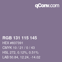 Color code: RGB 131 115 145 | qconv.com