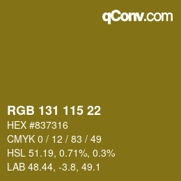 Color code: RGB 131 115 22 | qconv.com