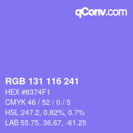 颜色代码: RGB 131 116 241 | qconv.com