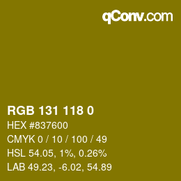 Farbcode: RGB 131 118 0 | qconv.com
