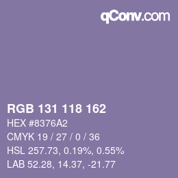 颜色代码: RGB 131 118 162 | qconv.com