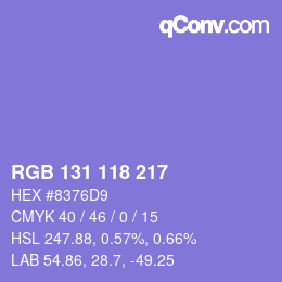 カラーコード: RGB 131 118 217 | qconv.com