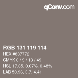 Farbcode: RGB 131 119 114 | qconv.com