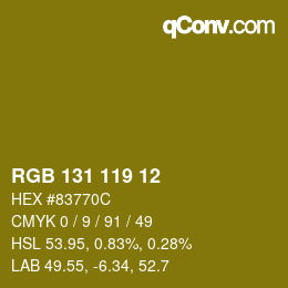 カラーコード: RGB 131 119 12 | qconv.com