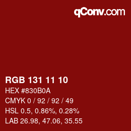 Color code: RGB 131 11 10 | qconv.com
