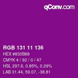 Color code: RGB 131 11 136 | qconv.com