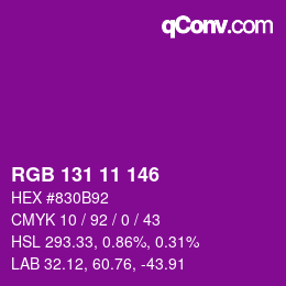 Color code: RGB 131 11 146 | qconv.com