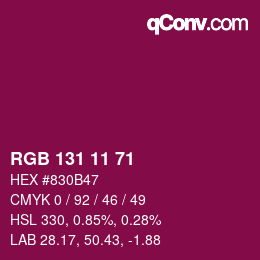 Color code: RGB 131 11 71 | qconv.com