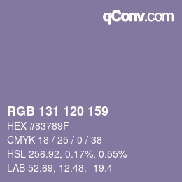 Color code: RGB 131 120 159 | qconv.com