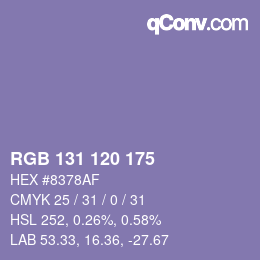 Color code: RGB 131 120 175 | qconv.com