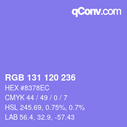 カラーコード: RGB 131 120 236 | qconv.com