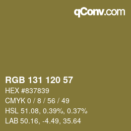 カラーコード: RGB 131 120 57 | qconv.com