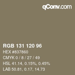 Código de color: RGB 131 120 96 | qconv.com