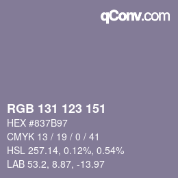 Color code: RGB 131 123 151 | qconv.com