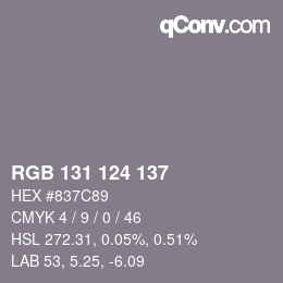 Farbcode: RGB 131 124 137 | qconv.com