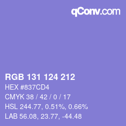 カラーコード: RGB 131 124 212 | qconv.com