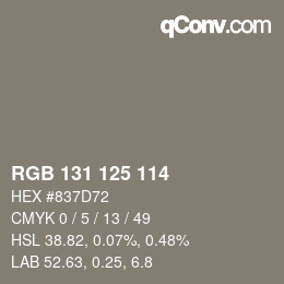Farbcode: RGB 131 125 114 | qconv.com