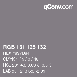 Farbcode: RGB 131 125 132 | qconv.com