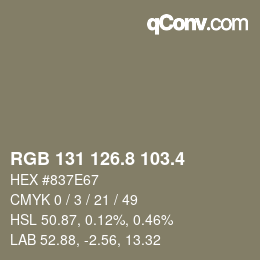カラーコード: RGB 131 126.8 103.4 | qconv.com