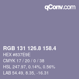 カラーコード: RGB 131 126.8 158.4 | qconv.com