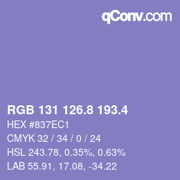 カラーコード: RGB 131 126.8 193.4 | qconv.com