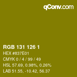 Color code: RGB 131 126 1 | qconv.com
