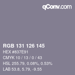 Código de color: RGB 131 126 145 | qconv.com