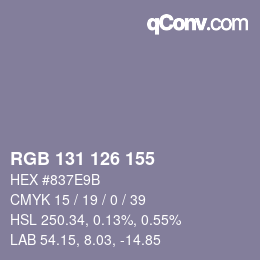 Color code: RGB 131 126 155 | qconv.com