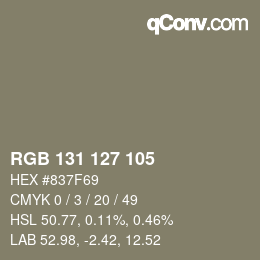カラーコード: RGB 131 127 105 | qconv.com