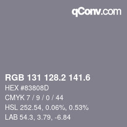 カラーコード: RGB 131 128.2 141.6 | qconv.com