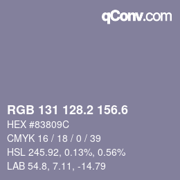 カラーコード: RGB 131 128.2 156.6 | qconv.com