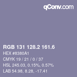 カラーコード: RGB 131 128.2 161.6 | qconv.com