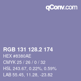 カラーコード: RGB 131 128.2 174 | qconv.com