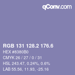 カラーコード: RGB 131 128.2 176.6 | qconv.com